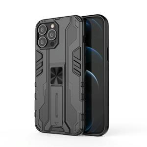 huismerk Supersonic PC + TPU Shock-proof Protective Case with Holder For iPhone 13 Pro Max(Black)