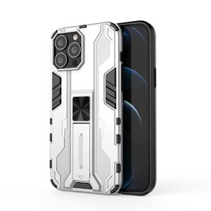 huismerk Supersonic PC + TPU Shock-proof Protective Case with Holder For iPhone 13 Pro Max(Silver)