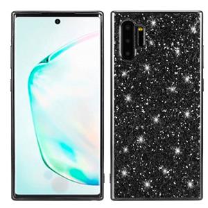 huismerk Plating glittery poeder schokbestendig TPU Case voor Galaxy Note 10 + (zwart)