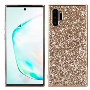 huismerk Plating glittery poeder schokbestendig TPU Case voor Galaxy Note 10 + (goud)