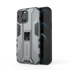 huismerk Supersonic PC + TPU Shock-proof Protective Case with Holder For iPhone 13 Pro Max(Grey)