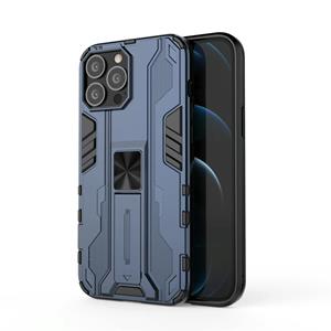 huismerk Supersonic PC + TPU Shock-proof Protective Case with Holder For iPhone 13 Pro Max(Blue)