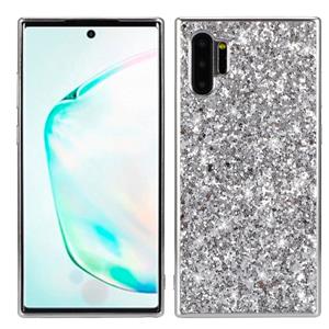 huismerk Plating glittery poeder schokbestendig TPU Case voor Galaxy Note 10 + (zilver)