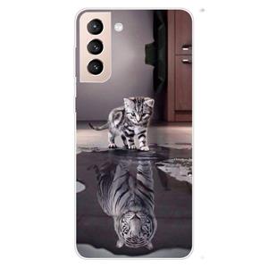 huismerk Voor Samsung Galaxy S22 5G Gekleurde Tekening Patroon Zeer transparante TPU Telefoon Beschermhoes (Cat Tiger)