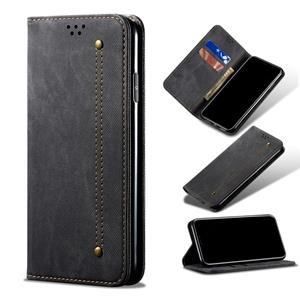 huismerk Voor Samsung Galaxy S22 5G Denim Textuur Casual Stijl Horizontale Flip Lederen Case met Houder & Card Slots & Wallet (Zwart)