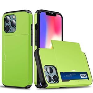 huismerk Shockproof Armor Protective Case with Slide Card Slot For iPhone 13 mini(Green)