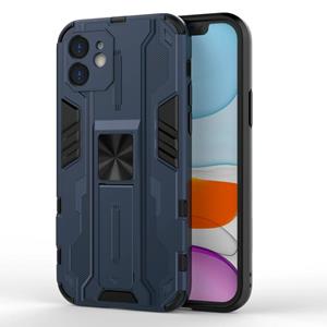 huismerk Supersonic PC + TPU schokbestendig beschermhoesje met houder voor iPhone 12 mini (donkerblauw)