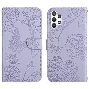 huismerk Voor Samsung Galaxy A32 5G Skin Feel Butterfly Peony reliëf lederen telefooncase