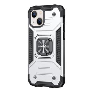 WK WTP-012 Military Series Shockproof PC + TPU + Metal Phone Case with Ring Holder For iPhone 13(Silver)