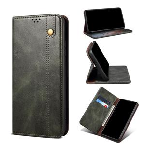 huismerk Simple Wax Crazy Horse Texture Horizontal Flip Leather Case with Card Slots & Wallet For iPhone 13(Dark Green)