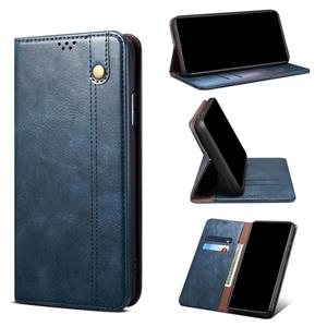 huismerk Simple Wax Crazy Horse Texture Horizontal Flip Leather Case with Card Slots & Wallet For iPhone 13(Navy Blue)