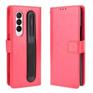 huismerk Voor Samsung Galaxy Z Fold3 5G Crazy Horse Textuur Horizontale Flip Leren Case met Pen Slot & Lanyard