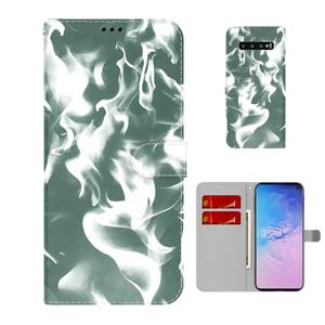 huismerk Voor Samsung Galaxy S10 Cloud Fog Patroon Horizontale Flip Lederen Case met Houder & Card Slot & Portemonnee (Dark Green)