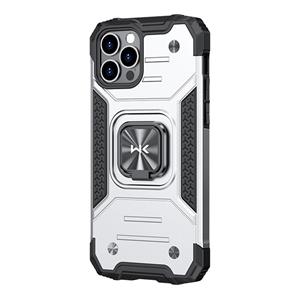 WK WTP-012 Military Series Shockproof PC + TPU + Metal Phone Case with Ring Holder For iPhone 13 Pro Max(Silver)