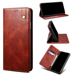 huismerk Eenvoudige Wax Crazy Horse Textuur Horizontale Flip Leren Case met Kaart Slots & Portemonnee voor iPhone 13 Mini (Brown)