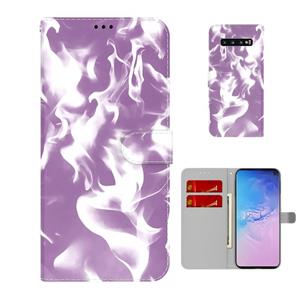 huismerk Voor Samsung Galaxy S10 Cloud Fog Patroon Horizontale Flip Lederen Case met Houder & Card Slot & Portemonnee (Paars)