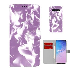 huismerk Voor Samsung Galaxy S10 Plus Cloud Fog Patroon Horizontale Flip Leren Case met Houder & Card Slot & Portemonnee (Paars)