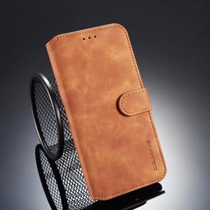 huismerk AGK MING retro olie kant horizontale flip case voor iPhone XS Max met houder & kaartsleuven & portemonnee (bruin)