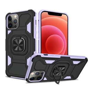 huismerk Knight Cool Series PC + TPU schokbestendig geval met magnetische ringhouder voor iPhone 12 pro max (zwart + paars)