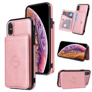 huismerk Kalfstructuur Magnetische case voor iPhone XS MAX (ROSE GOUD)