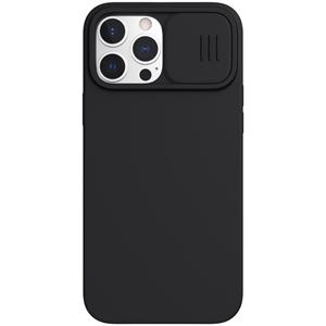 NILLKIN CAMSHIELD VLOEISTIGE SILICONE + PC Full Coverage Case voor iPhone 13 Pro (Black)