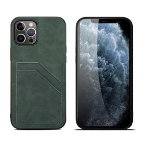 huismerk Kaartslots Volledige dekking PU+TPU -telefoonhoesje voor iPhone 13 Pro Max (Green)