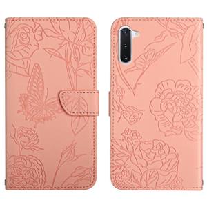 huismerk Voor Samsung Galaxy Note10 Skin Feel Butterfly Peony reliëf lederen telefooncase