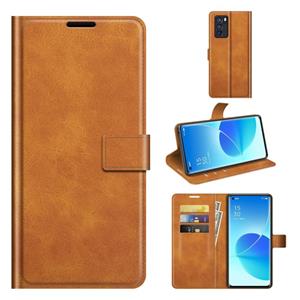 huismerk Voor Oppo Reno6 Pro 5G Retro Calf Patroon Gesp horizontale Flip Lederen Case met Houder & Card Slots & Portemonnee