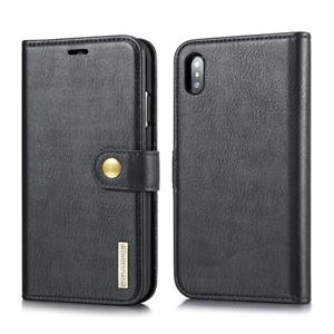 huismerk DG. MING Crazy Horse textuur Flip afneembare magnetische lederen hoes for iPhone XS Max met houder & Card Slots & portefeuille (zwart)