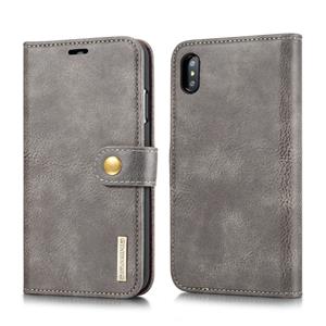 huismerk Dg. MING Crazy Horse textuur Flip afneembare magnetische lederen case voor iPhone XS Max met houder & kaartsleuven & portemonnee (grijs)