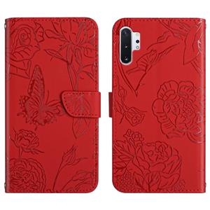 huismerk Voor Samsung Galaxy Note10 + Skin Feel Butterfly Peony reliëf lederen telefooncase