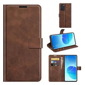 huismerk Voor Oppo Reno6 Pro 5G Retro Calf Patroon Gesp horizontale Flip Lederen Case met Houder & Card Slots & Portemonnee