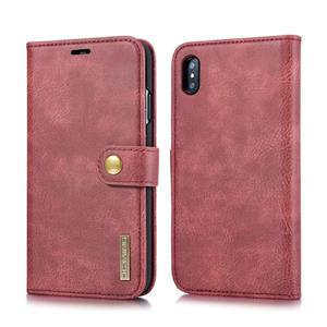 huismerk Dg. MING Crazy Horse textuur Flip afneembare magnetische lederen case voor iPhone XS Max met houder & kaartsleuven & portemonnee (rood)