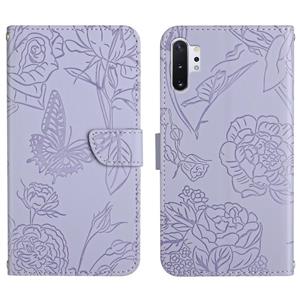 huismerk Voor Samsung Galaxy Note10 + Skin Feel Butterfly Peony reliëf lederen telefoonhoes