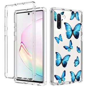 huismerk Voor Samsung Galaxy Note 10 2 in 1 hoge transparante geschilderde schokbestendige pc + TPU beschermhoes (blauwe vlinder)