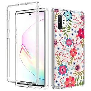 huismerk Voor Samsung Galaxy Note 10 Plus 2 in 1 hoge transparante geschilderde schokbestendige pc + TPU beschermhoes (kleine bloemen)