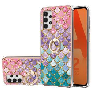 huismerk Voor Samsung Galaxy A32 5G Electroplating Pattern IMD TPU Shockproof Case met Rhinestone Ring Holder (kleurrijke schalen)