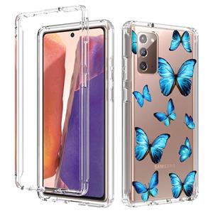 huismerk Voor Samsung Galaxy Note20 2 in 1 hoge transparante geschilderde schokbestendige pc + TPU beschermhoes (blauwe vlinder)