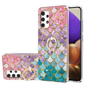 huismerk Voor Samsung Galaxy A32 4G EU-versie Electroplating Pattern IMD TPU Shockproof Case met Rhinestone Ring Holder (kleurrijke schalen)