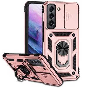 huismerk Voor Samsung Galaxy S22 5G Sliding Camshield Holder Phone Case (Rose Gold)