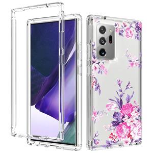 huismerk Voor Samsung Galaxy Note20 Ultra 2 in 1 hoge transparante geschilderde schokbestendige pc + TPU beschermhoes (rose)