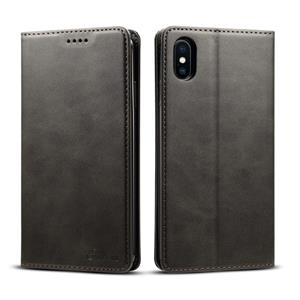 huismerk Suteni kalf textuur horizontale Flip lederen case voor de iPhone XS Max met houder & card slots & portemonnee (zwart)