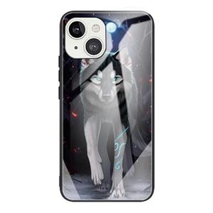 huismerk Gehard glas + TPU-grensbeveiligingscase voor iPhone 13 (Wolf)