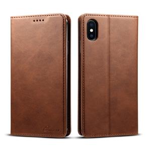 huismerk Suteni kalf textuur horizontale Flip lederen case voor iPhone XS Max met houder & kaartsleuven & portemonnee (koffie)