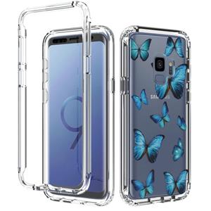 huismerk Voor Samsung Galaxy S9 2 in 1 hoge transparante geschilderde schokbestendige pc + TPU beschermhoes (blauwe vlinder)