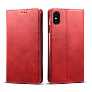 huismerk Suteni kalf textuur horizontale Flip lederen case voor iPhone XS Max met houder & kaartsleuven & portemonnee (rood)