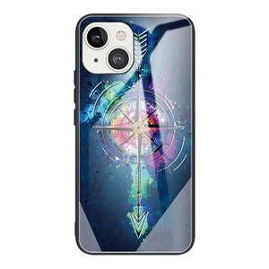 huismerk Gehardglas + TPU-grensbeschermingscase voor iPhone 13 (Compass)