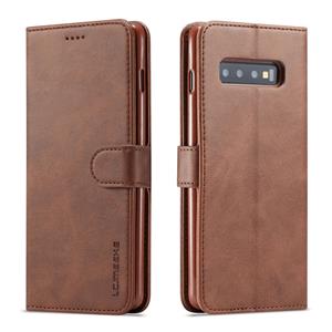 lc.imeeke Voor galaxy S10 LC. IMEEKE Calf Texture Horizontal Flip Leather Case met Holder & Card Slots & Wallet(Brown)