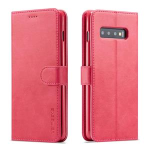 lc.imeeke Voor galaxy S10 LC. IMEEKE Calf Texture Horizontal Flip Leather Case met Holder & Card Slots & Wallet(Rose Red)