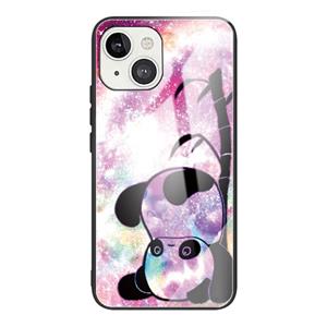 huismerk Gehard glas + TPU-grensbeschermingscase voor iPhone 13 (Panda)